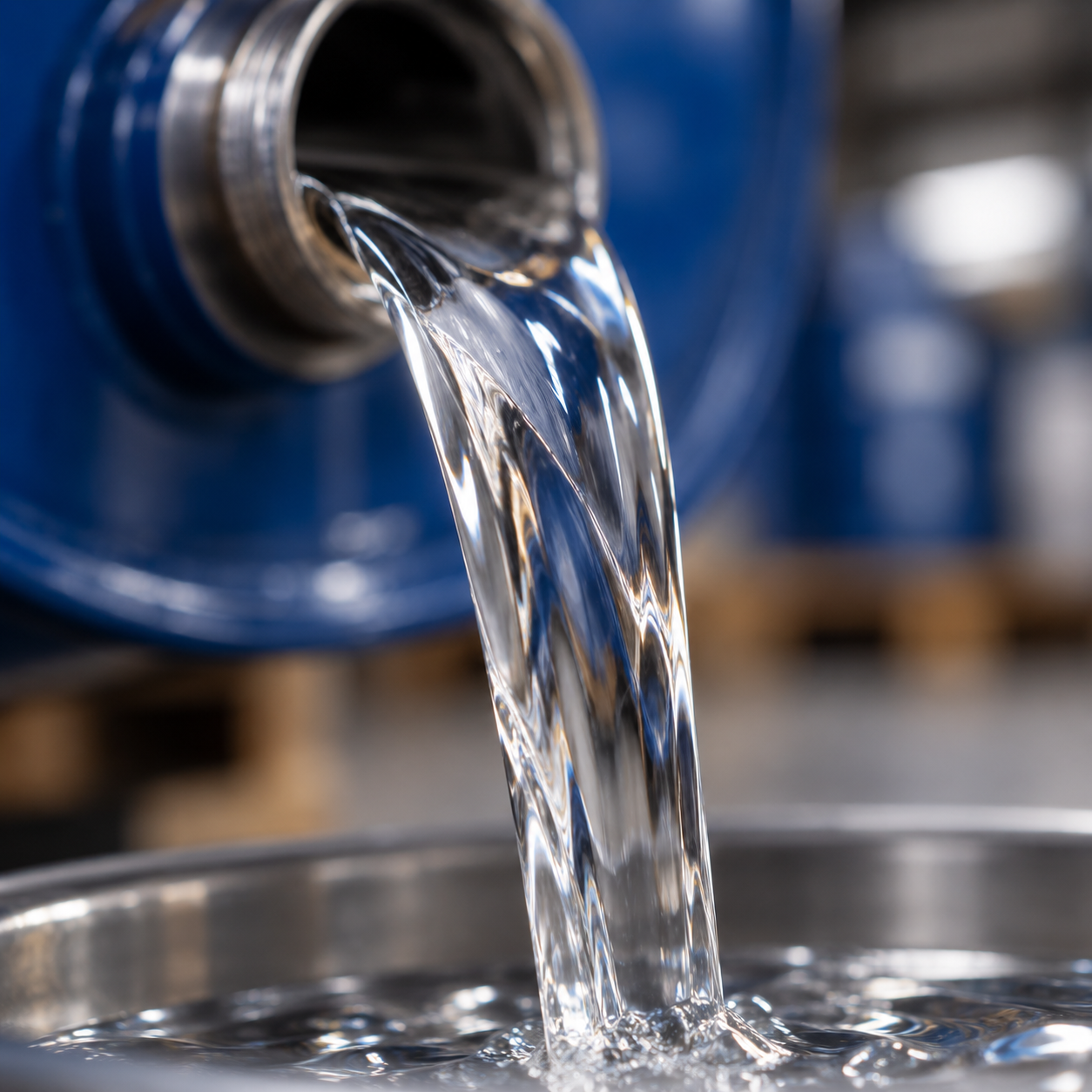 Solvente transparente dispensado desde tambor industrial